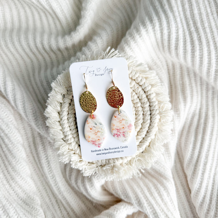 Annie Dangle Earring | Peach Petals  - Resin Gloss
