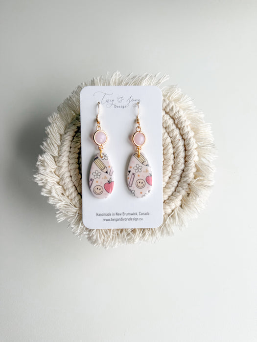 School Days Teardrop Dangle Earrings | Resin Gloss