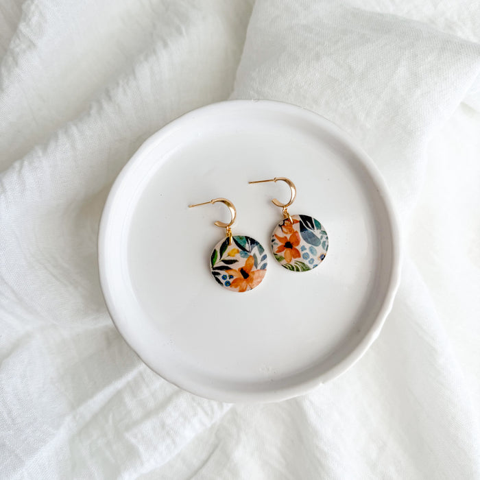 Tropical Paradise | Dangle Earrings- Round Resin Gloss