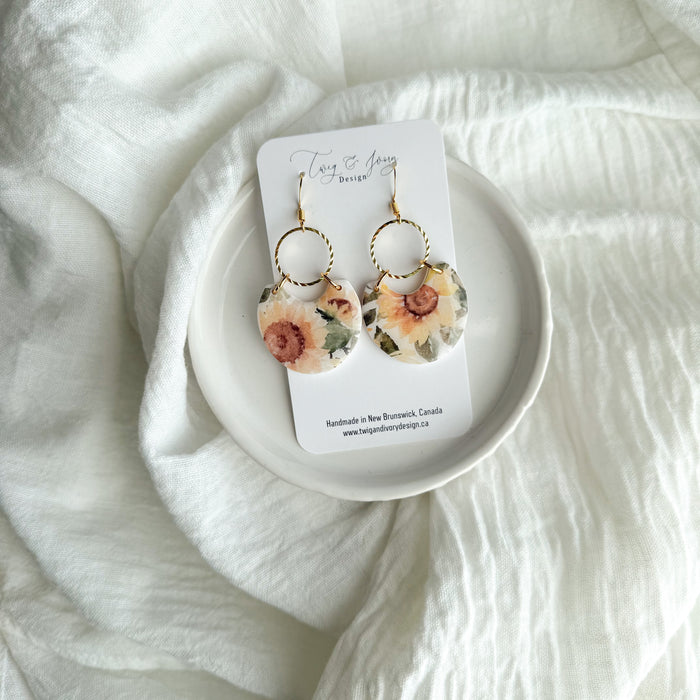 Sunflower Dangle Earrings| Resin Gloss
