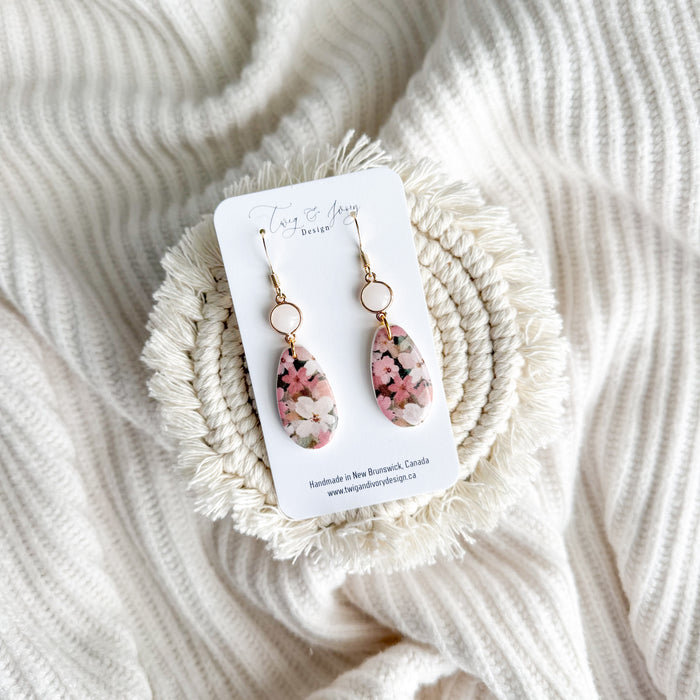 Gemma- Midnight Blooms Dangle Earrings | Resin Gloss