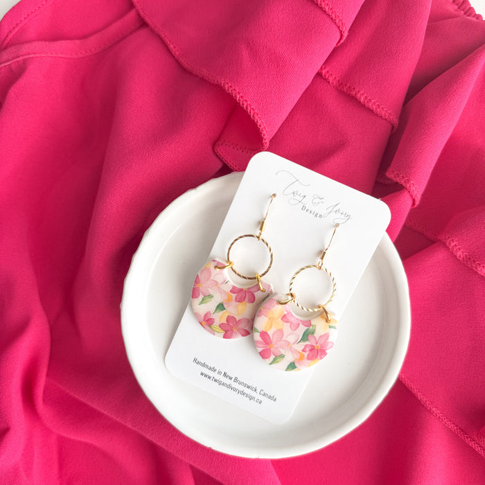 Island Fuchsia Florals Earrings| Resin Gloss