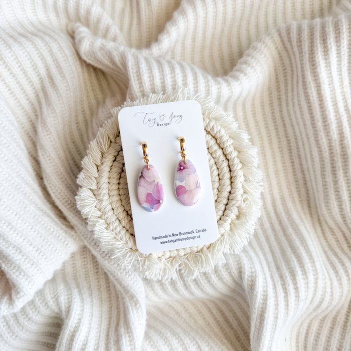 Lindsay Dangle Earrings | Lavender Sky Floral Resin Gloss