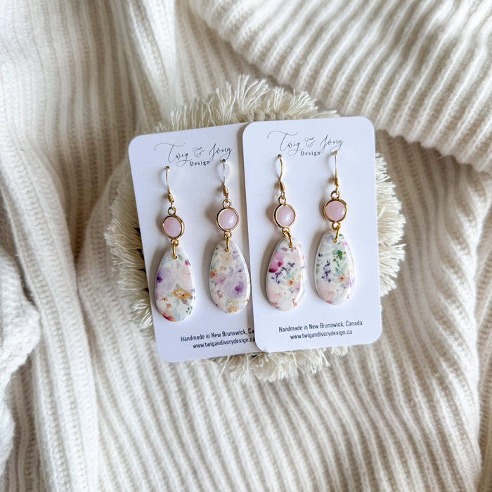 Gemma Dangle Earrings | Spring Blooms Floral Resin Gloss