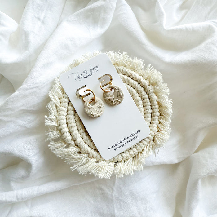 Clay & Gold Linked Huggie| Earring Set