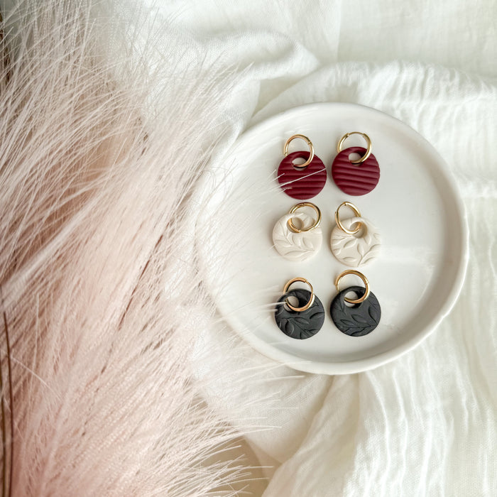Clay & Gold Linked Huggie| Earring Set
