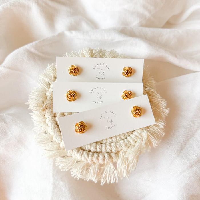 Gold Roses| Statement Stud