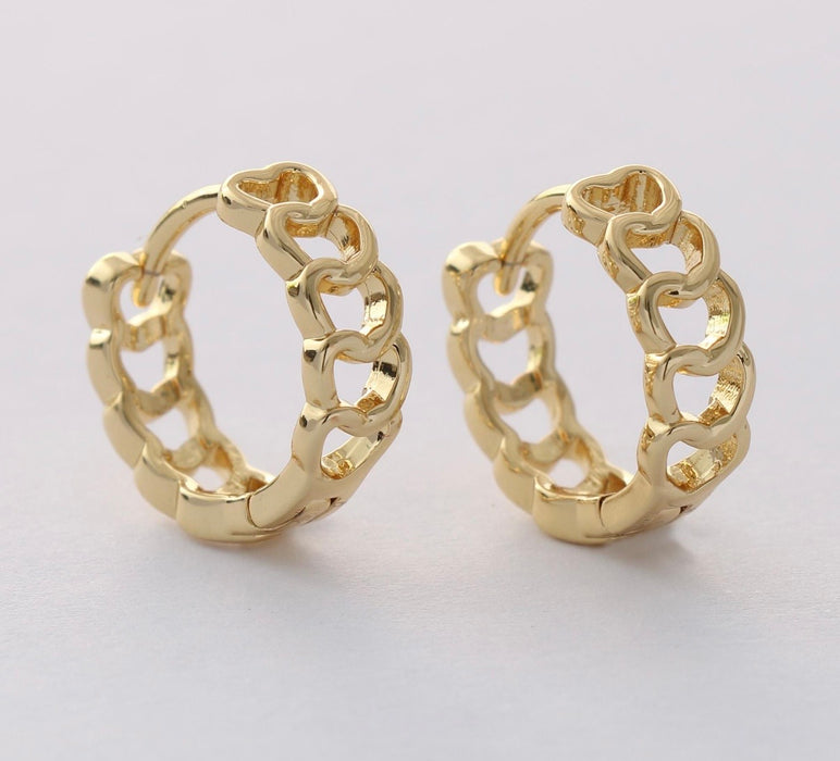 Heart Link Huggies| Earring Set