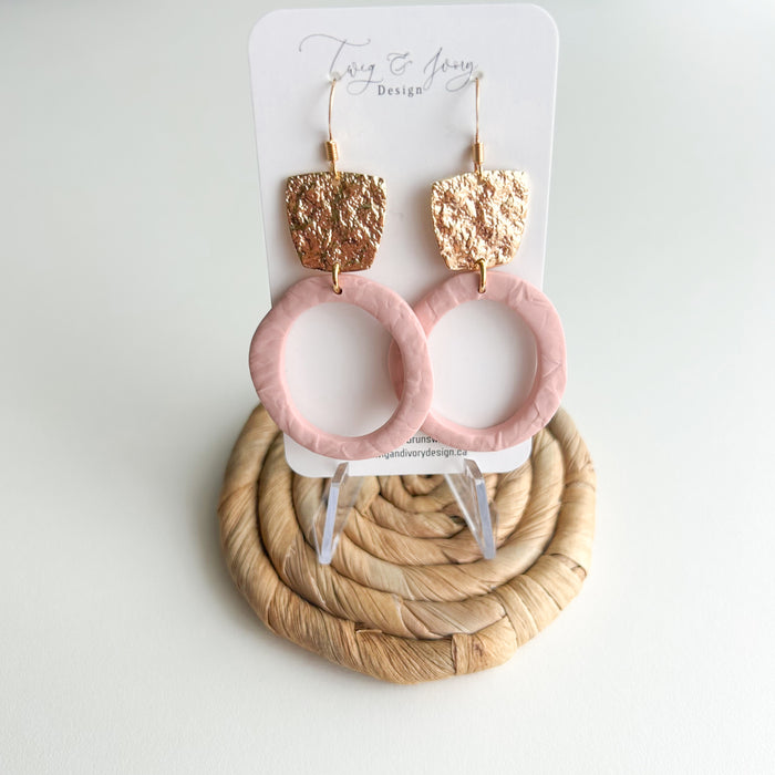 Abstract Hoops Dangle Earrings | Baby Pink
