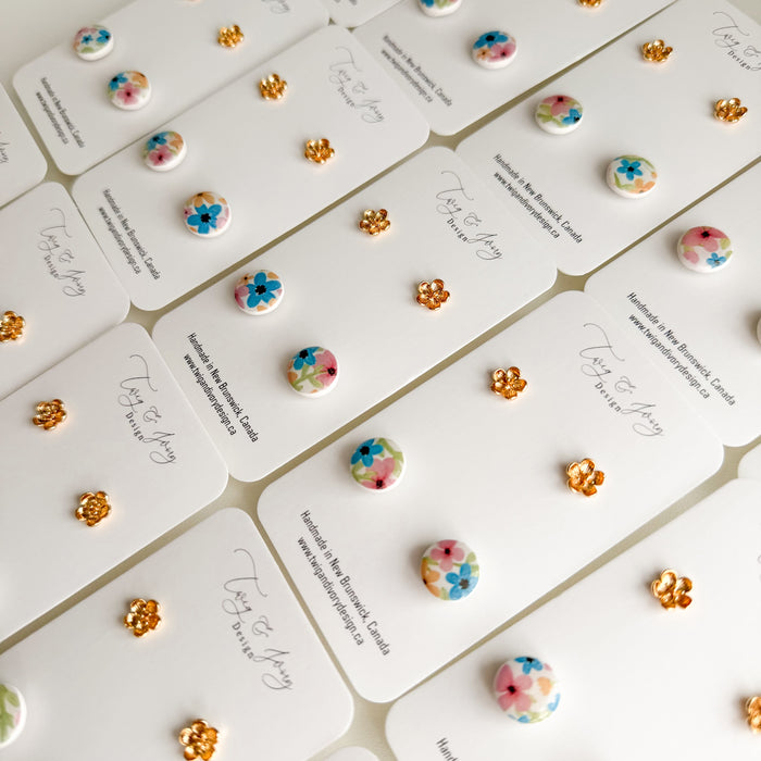 Blossom Duo| Statement Stud Earrings Set- Resin Gloss
