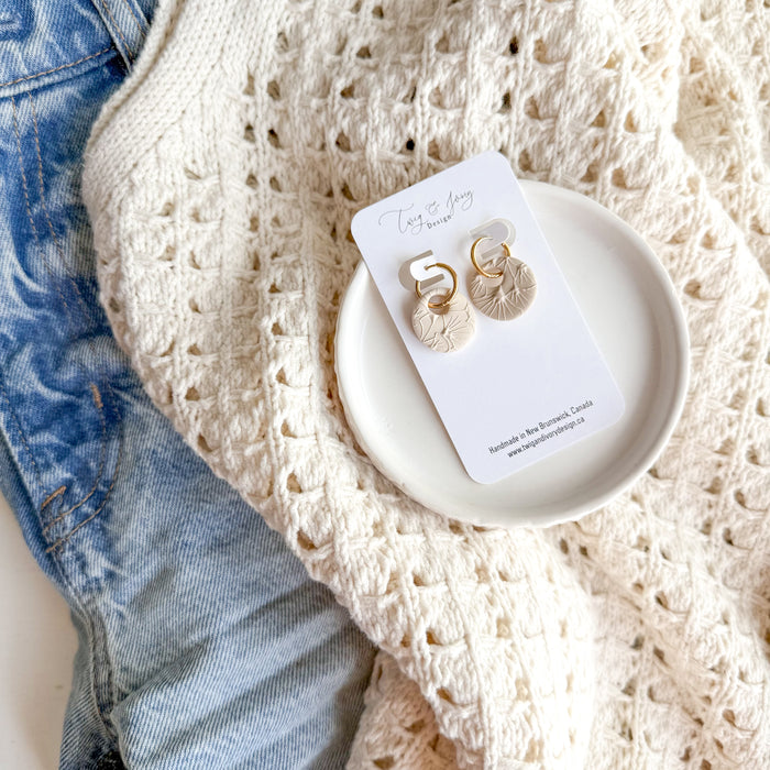 Clay & Gold Linked Huggie| Earring Set