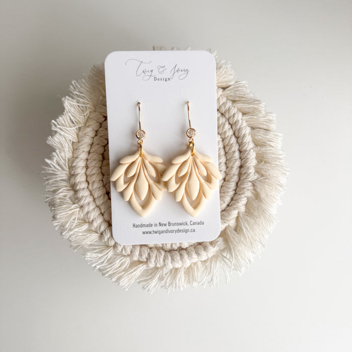 Golden Leaves Dangle Earrings  | Butter Yellow