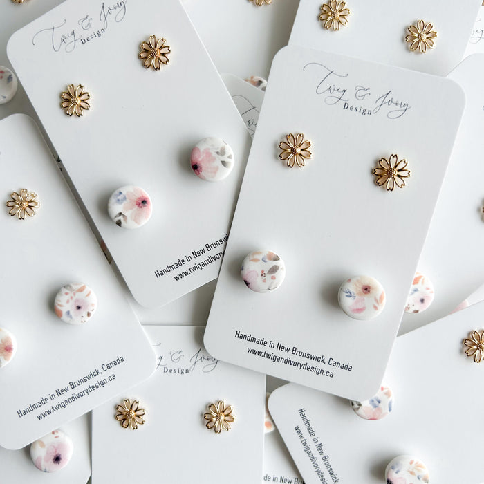 Daisy Floral Duo| Statement Stud Earrings Set
