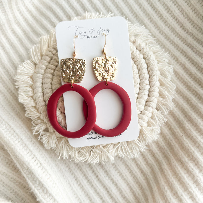 Abstract Hoops Dangle Earrings | Red