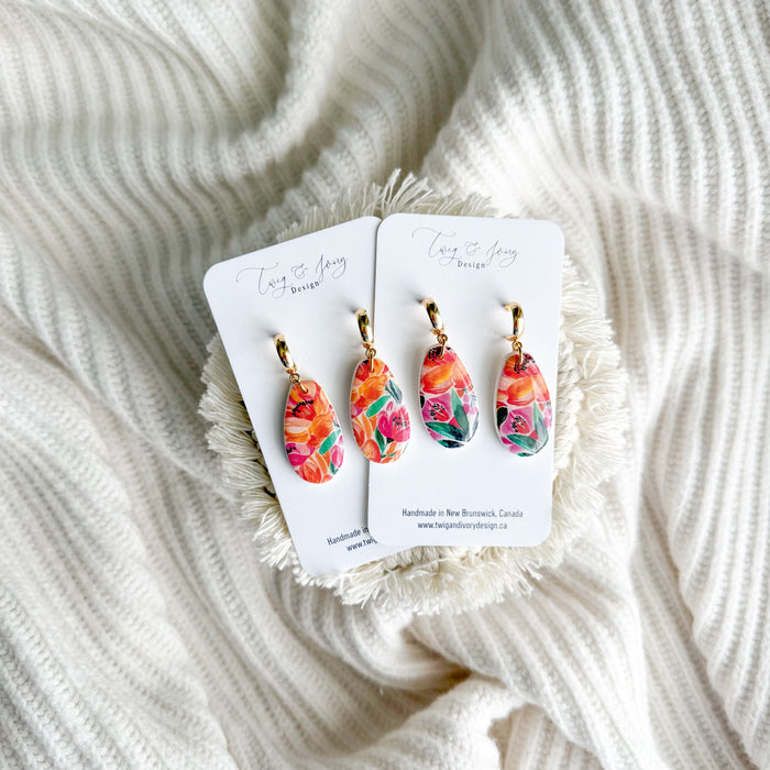 Lindsay Dangle Earrings | Painted Petals Floral Resin Gloss