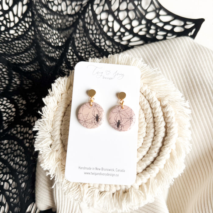 Blushing Webs Dangle Earrings | Resin Gloss