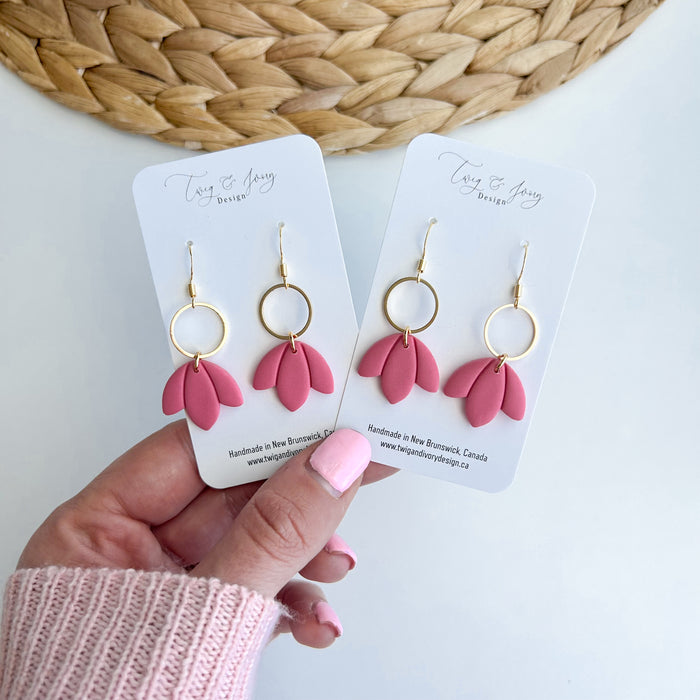 Lily Dangle Earrings- Hot Pink