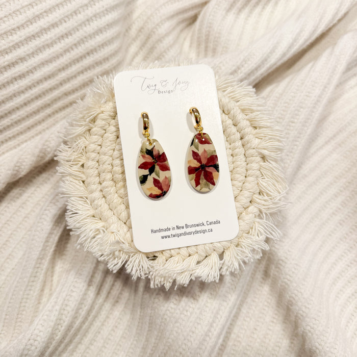 Poinsettia Dangle Earrings |  Mixed Colour Resin Gloss