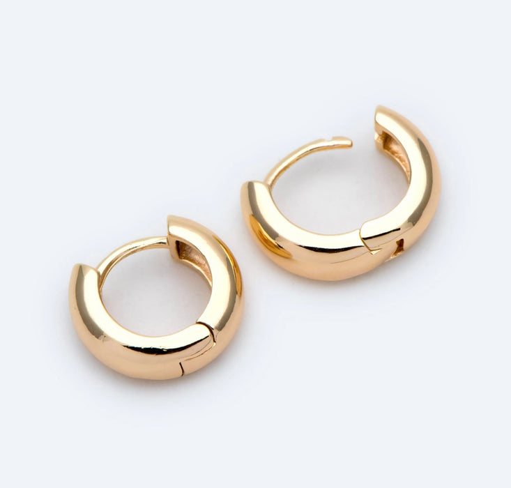 14mm Gold Hoop Huggie | Earring Set