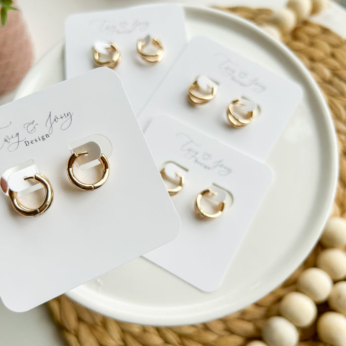 CrissCross 14mm Huggies | Earring Set
