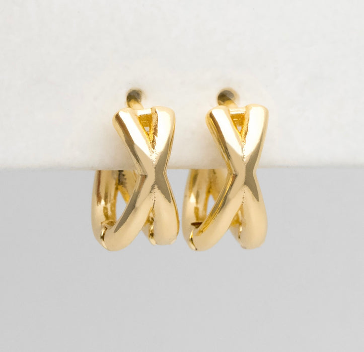 CrissCross 14mm Huggies | Earring Set